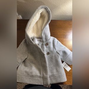 Gender neutral old navy pea coat 0-3 grey new with tags